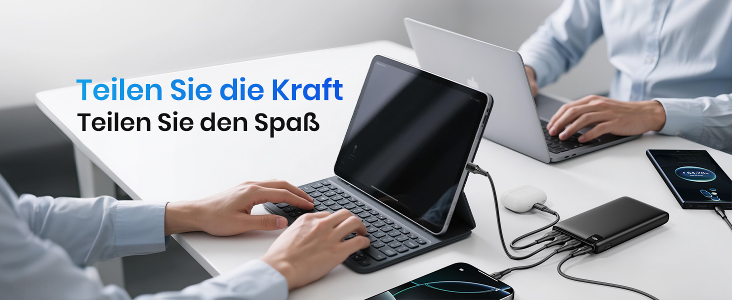 Powerbank 26800mAh з LED дисплеєм: швидка зарядка 22.5W, USB-C вхід/вихід, для смартфонів та планшетів