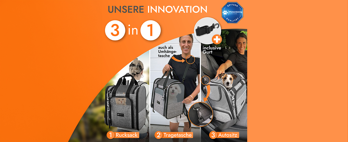 Рюкзак для кота/собаки Premium [3в1] - до 9 кг - з ременем - для прогулянок та транспортування. Ідеальний для походів. Сірий колір