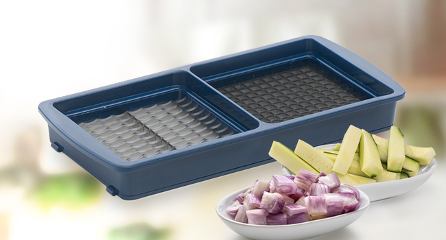 Nicer Dicer Smart від Genius: Набір для нарізки овочів 10 в 1, блакитний. Ручний набір для нарізки овочів, фруктів, салату, тертки, кухонного помічника, 800 мл.