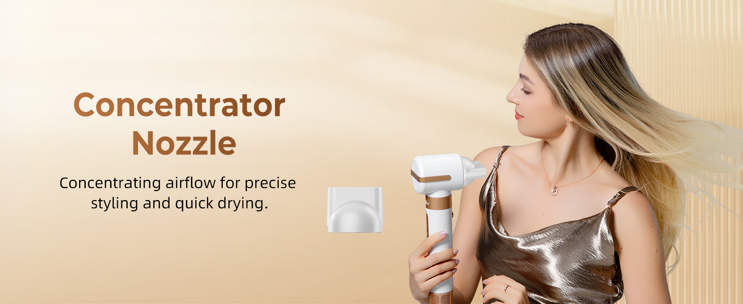 UKLISS Airstyler Pro 7-в-1: Фен, стайлер, завикучувач. Професійний набір для волосся з автоматичною завивкою, брашінгом та випрямленням. Зменшення пухнастості, без екстремального нагріву. Білий, золотий