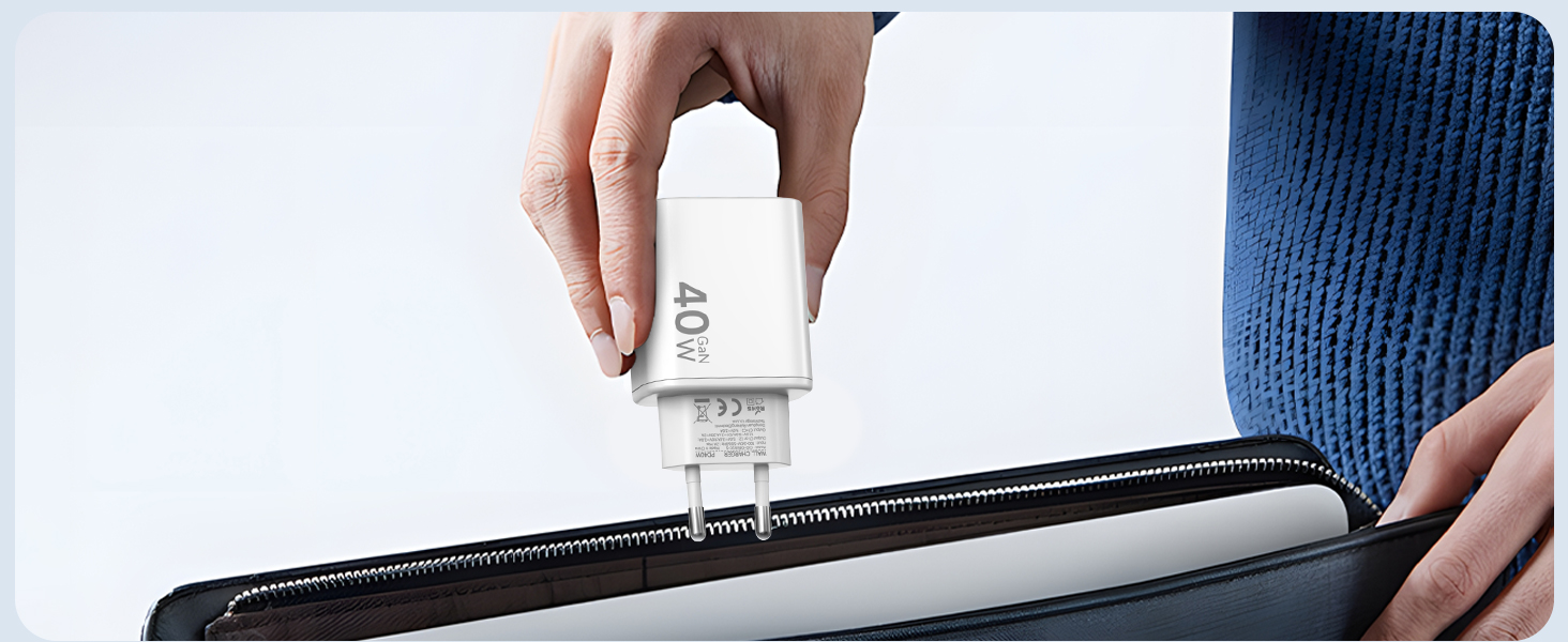 Зарядний пристрій USB-C 40W 2Port для iPhone 17 Pro Max/Pro/15 Plus, iPad Pro/Air, кабель 2м Orange