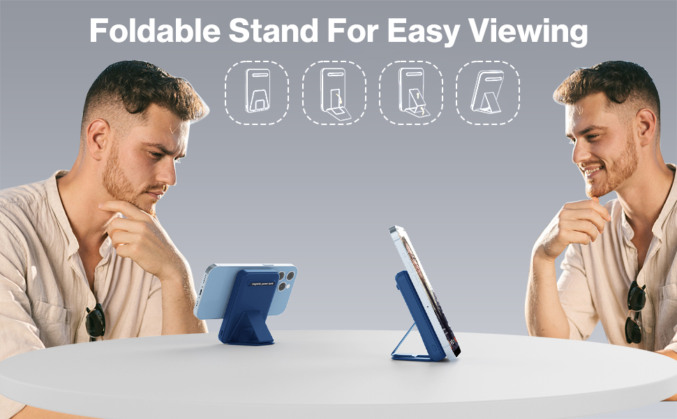 Power Bank AOGUERBE 10000mAh з LED дисплеєм та магнітною зарядкою, 22.5W, сумісний з MagSafe iPhone 17/16/15/14/13/12, (Білий, Синій)