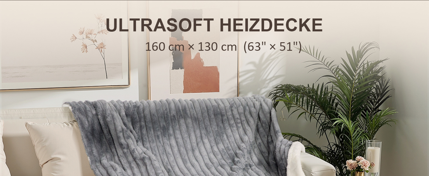 Електрична ковдра Nalome з автовимкненням 160*130 см, 9 температурних режимів, таймер 12 годин, захист від перегріву, пральна машина, фланцель, сіра