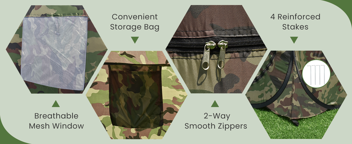 Намет для душу HOMASIS Pop up, зелений, 120x120x190 см - переносний, для кемпінгу, з кишенькою