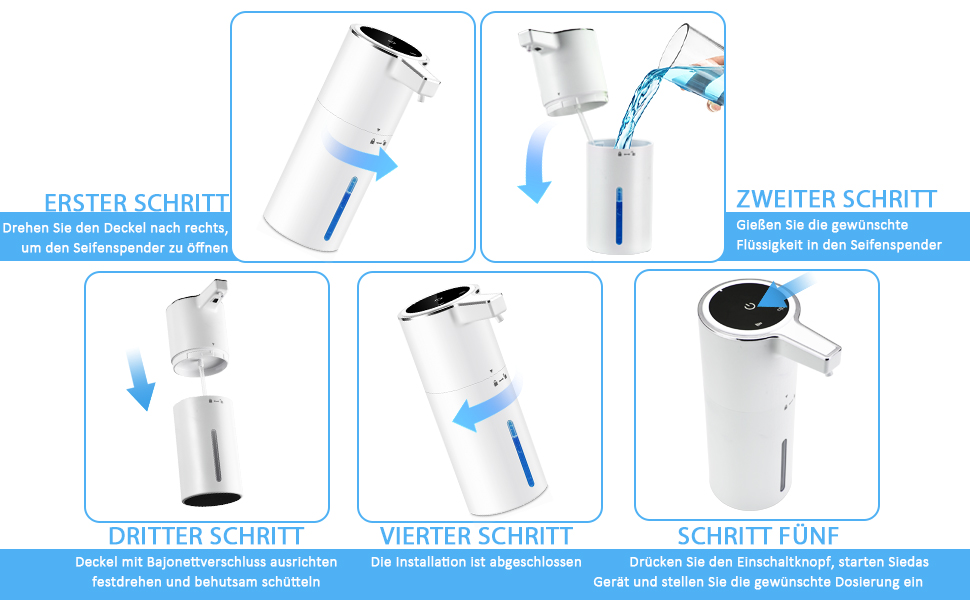 Автоматичний дозатор мила для стін, безконтактний, 400 мл, електричний, з сенсором, USB, перезаряджається, 1800 mAh, для ванної, кухні, офісу (піна, білий). Білий, піна