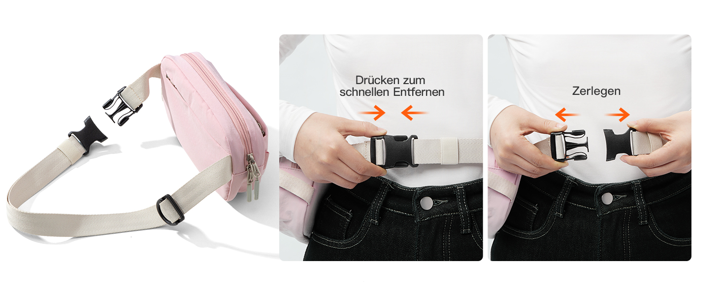 Сумка на пояс Inateck X-Mini, 1.5 л, RFID захистом, для подорожей, спорту, туризму (Рожева)