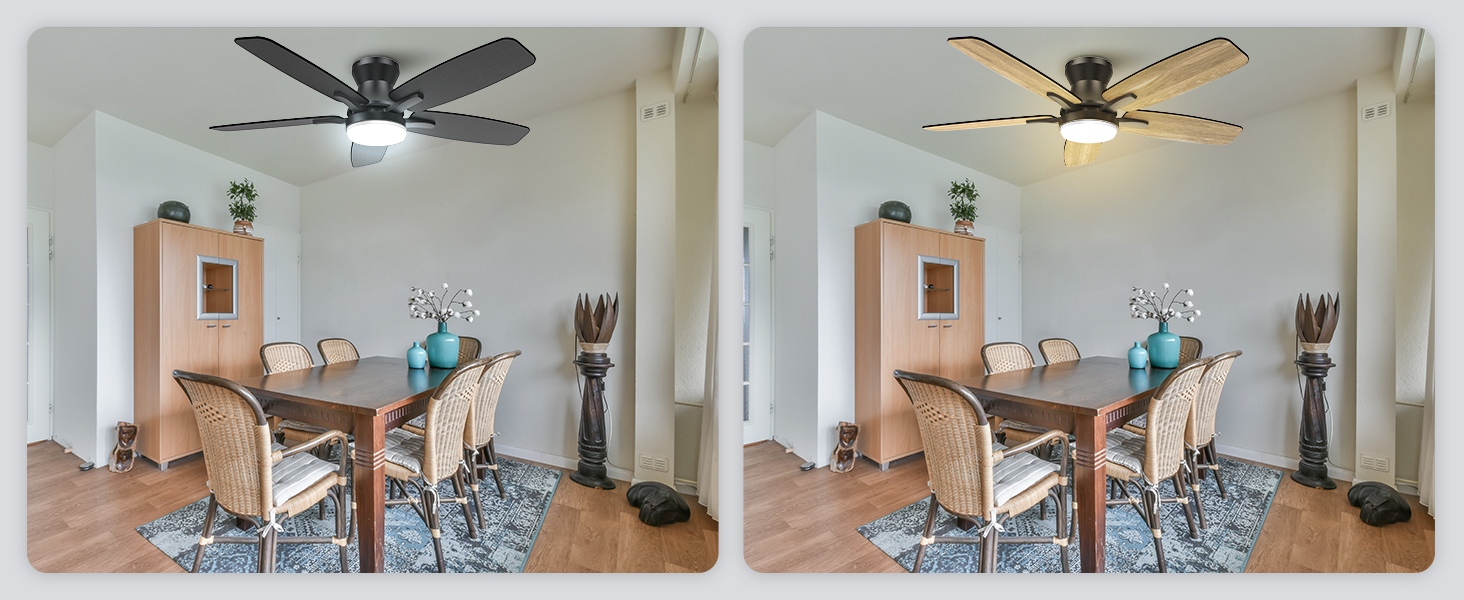 Стелянка-вентилятор 106 см з підсвічуванням, двосторонні лопаті, тихий, з пультом, LED лампа для спальні/вітальні, DC мотор, колір темне дерево