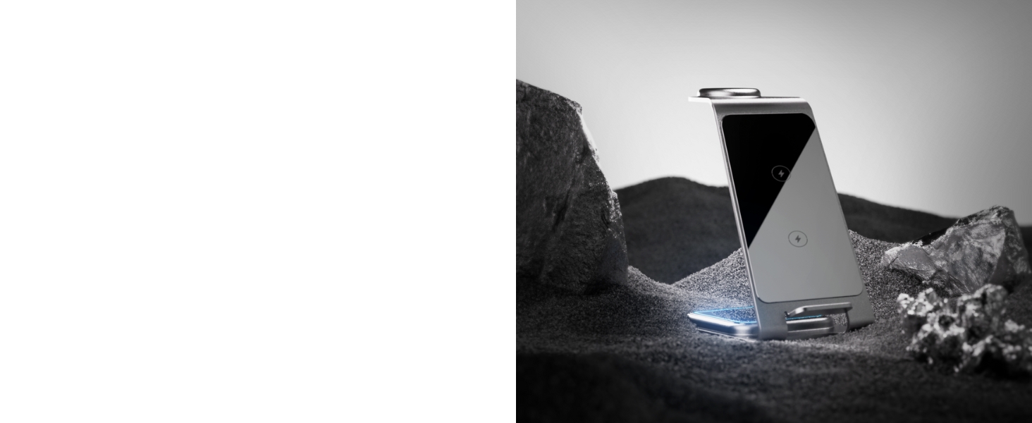 Бездротова зарядка Induktive з підтримкою MagSafe для iPhone 16 Pro/16/16 Pro Max/15 Pro/15/15 Pro Max, Apple Watch 10/Ultra 2/SE/9/8/7/6/5/4/3/2 та AirPods 4/3/2/Pro (фіолетовий)