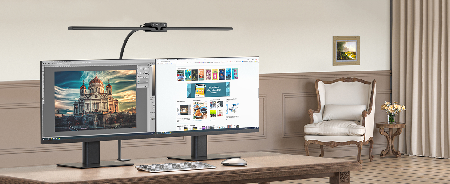 LED настільна лампа EppieBasic 24W з диммуванням, 80 см, кріпленням, захистом очей, регульованим шийним механізмом, таймером, чорного кольору