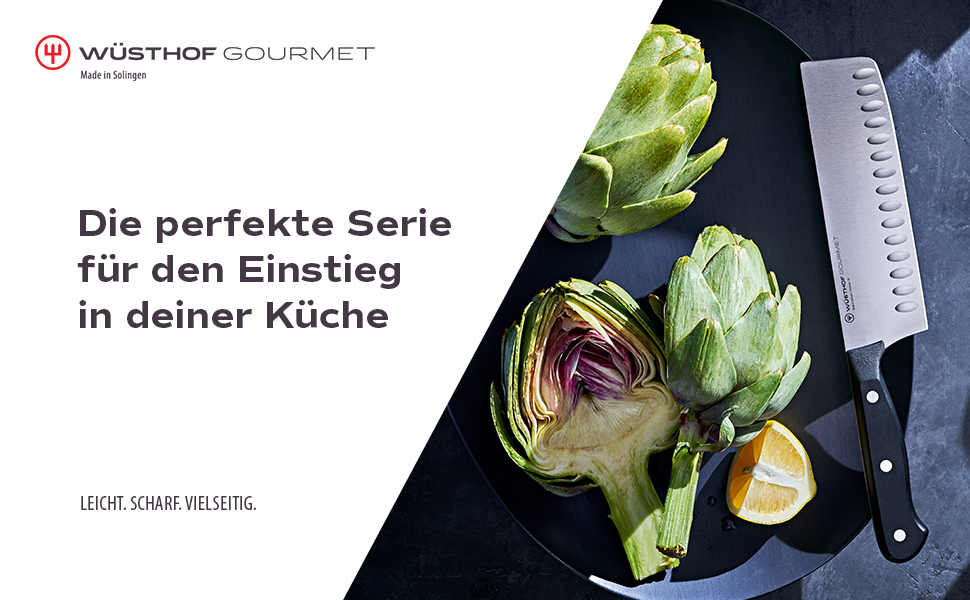 Кухонний ніж WÜSTHOF Gourmet 20 см, чорний, для шеф-кухаря