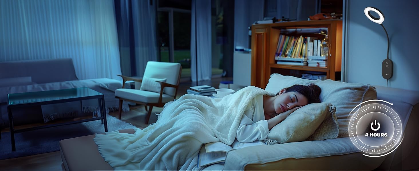 Світлодіодна настільна лампа для читання з USB, 10W, 4 режими кольору, димування, функція автовимкнення, чорна