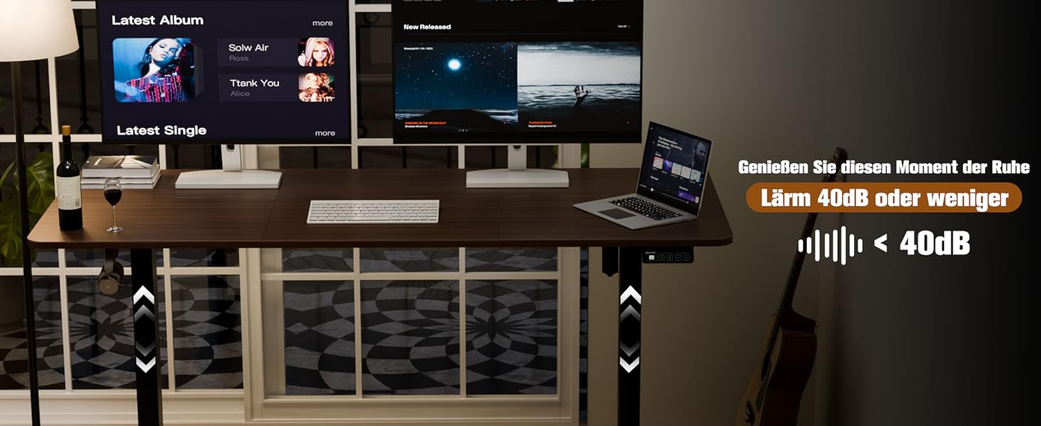 Ergonomaker Electric Height Adjustable Desk 80x60cm - Compact Standing Desk with 2-Section Tabletop, Adjustable Desk for Home Office (White Frame + Walnut Tabletop)