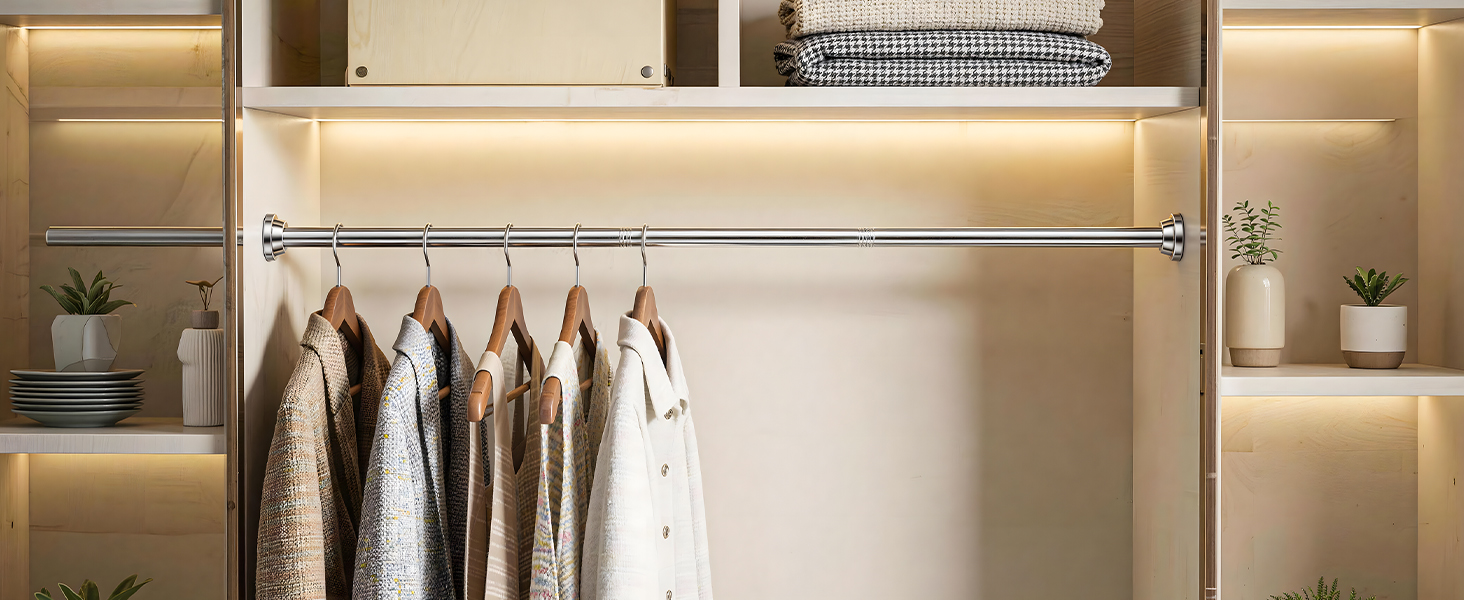 Штанга для душу без свердління, штанга для душу з нержавіючої сталі, стійка до іржі та ковзання, телескопічна висувна штанга 80-250см, для ванної кімнати, вікна, кухні, шафи