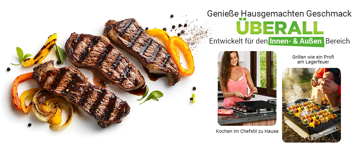 Гриль-плита NutriChef з чавуну 46×25,5 см, двостороння, антипригарна для електро, газових, керамічних плит та BBQ, чорна