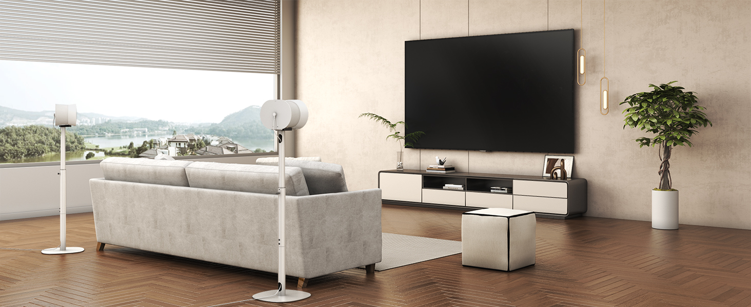 Регульовані підлогові стійки для акустики Sonos Era 100 та Era 300. Висота 74-99 см, міцна база, максимальне навантаження 5 кг (білий)