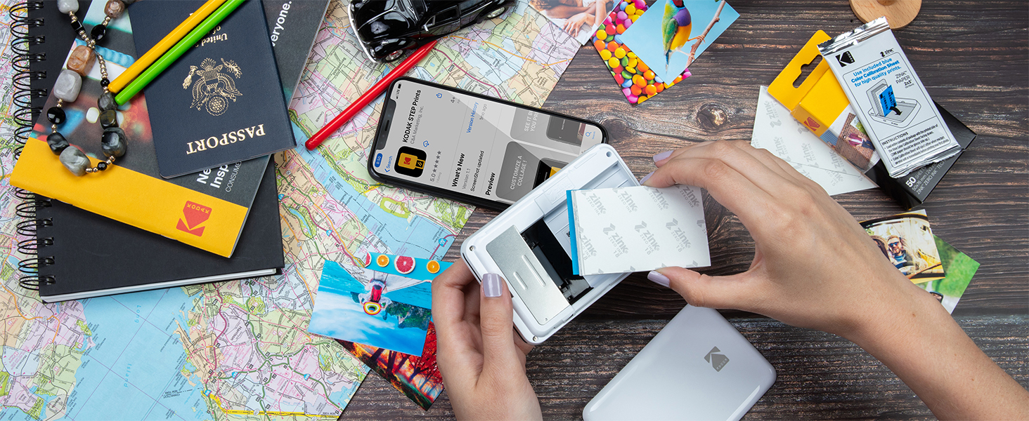 Фотопринтер KODAK Step: Міні-принтер для смартфонів з Bluetooth, друк на Zink 2x3