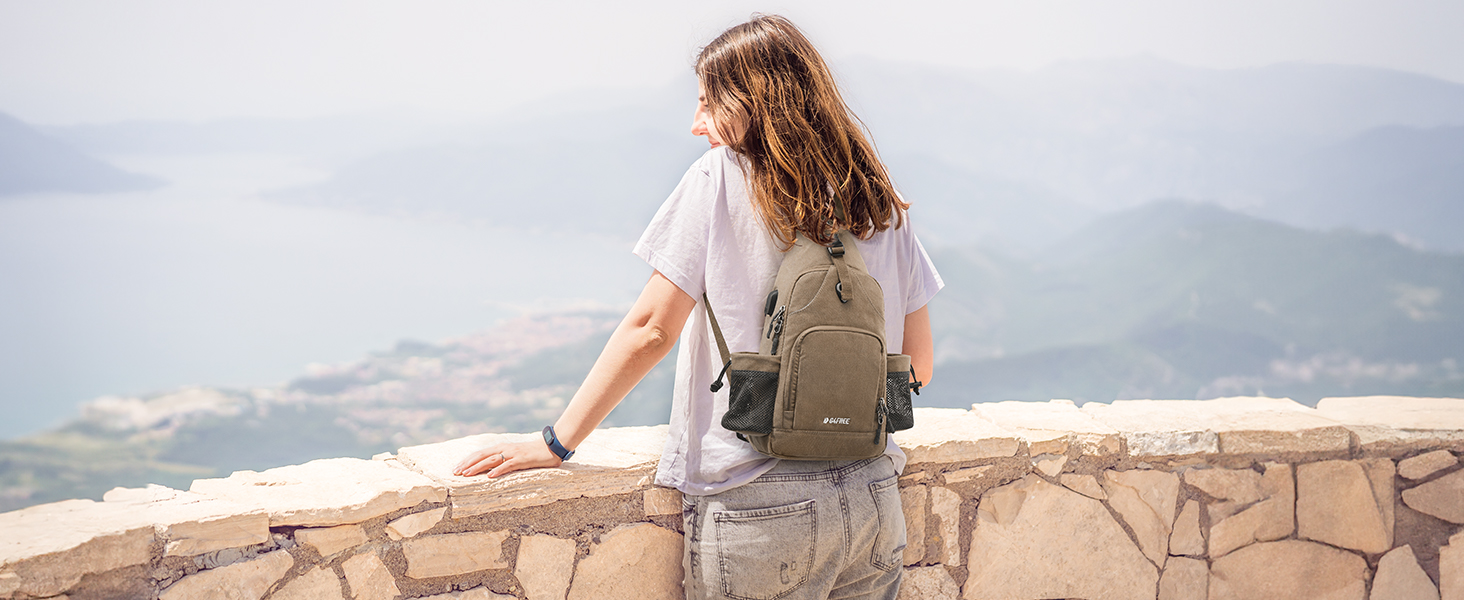 Сумка через плече G4Free на канвісі (Dunkelgrau) - для подорожей, хайкінгу, бігу, альпінізму