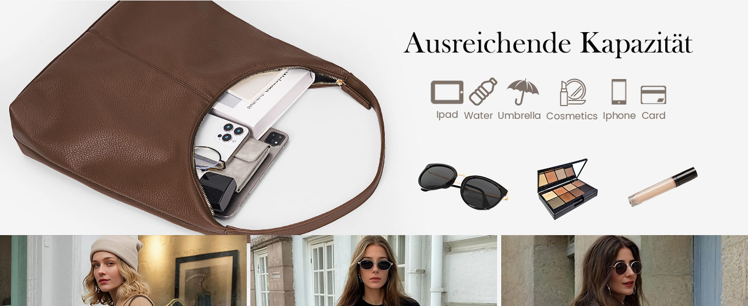 Сумка GSenhui Hobo з м'якої шкіри: вінтажна жіноча сумка-тоут на плече, однотонна, колір кава