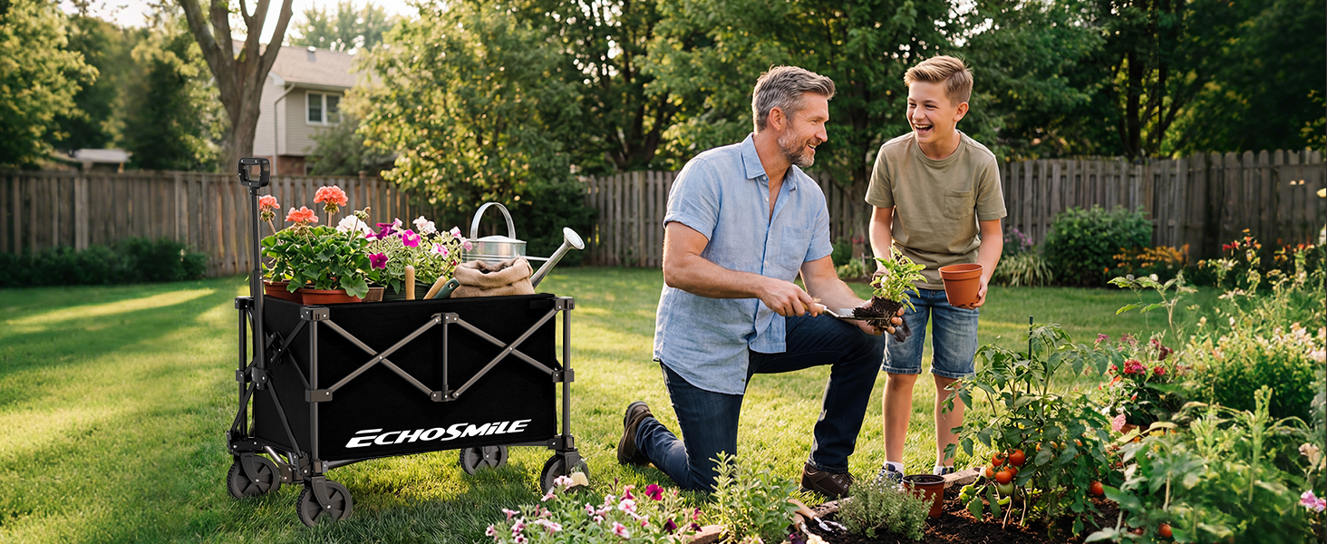 Складний візок-тележка EchoSmile для покупок, кемпінгу та спорту, чорний