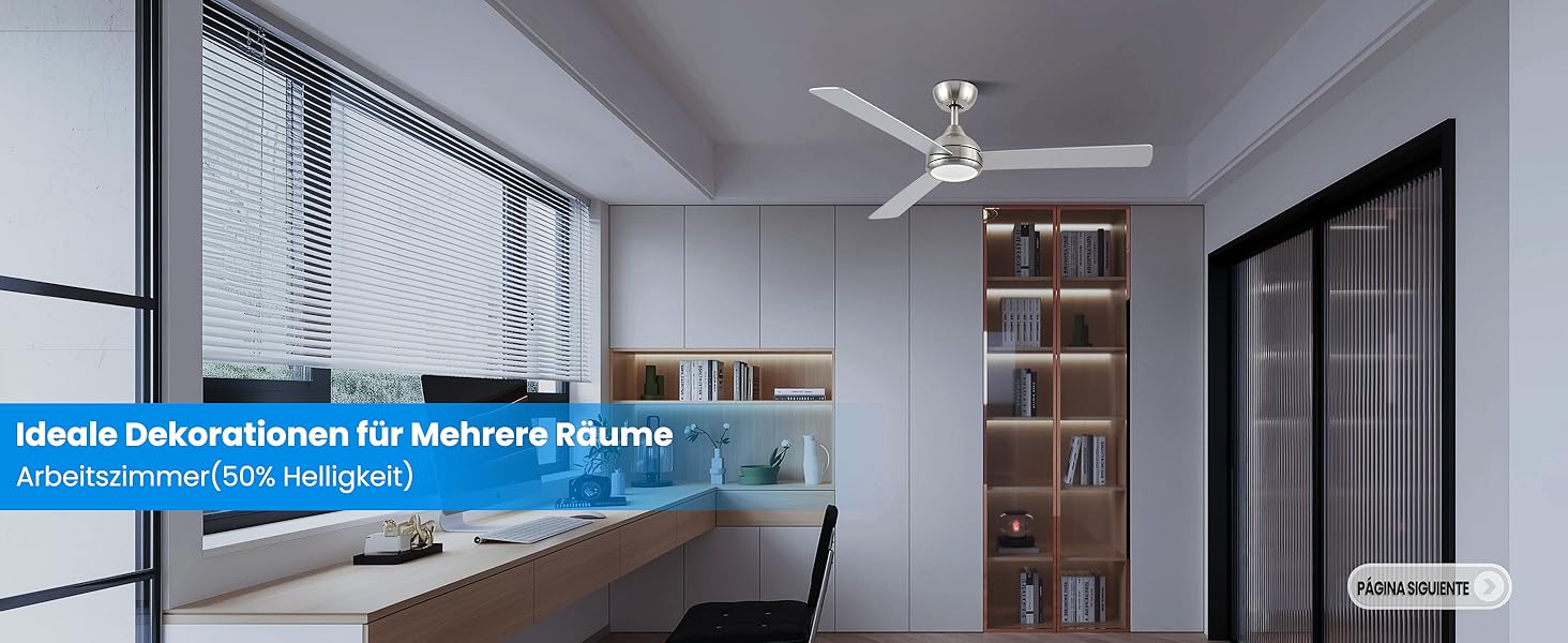 Стеляний вентилятор CJOY з підсвічуванням, 107 см, з пультом керування, тихий, DC, реверсивний, пам'ять 3CCT, диммування, 6 швидкостей, таймер для спальні (132 см - срібний)