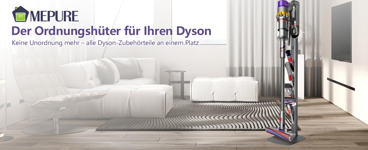 Кріплення та зарядний стан для пилососів Dyson V8–V15 та Gen5 – настінний тримач для акумуляторного пилососа з органайзером для насадок, щіток та кабелю, темно-сірий