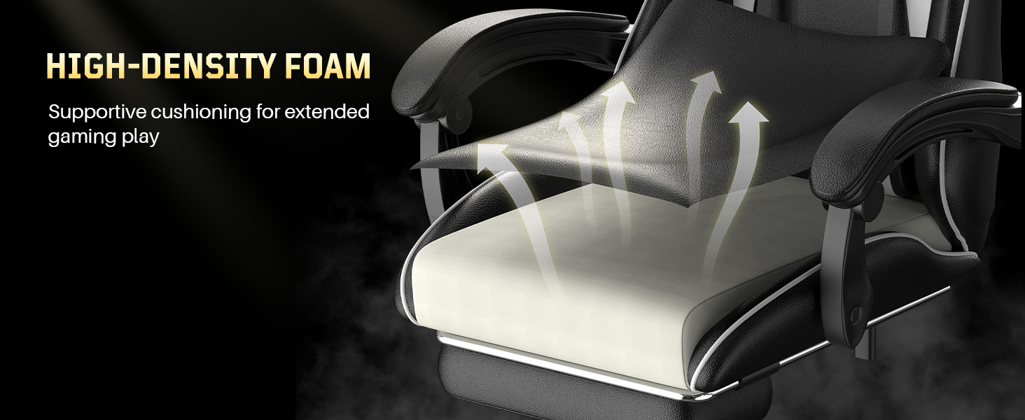 Ігрове крісло Bigzzia Ergonomic Gaming Stuhl з підніжкою та функцією масажу, біле