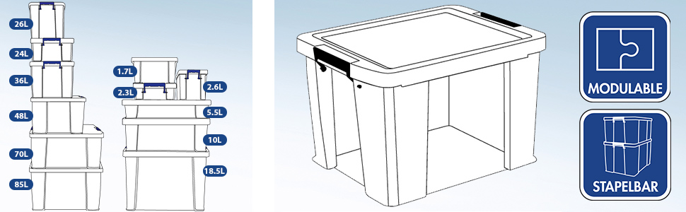 Велика пластикова коробка для зберігання з кришкою BANKERS BOX ProStore 70 л, 30×58×38,5 см