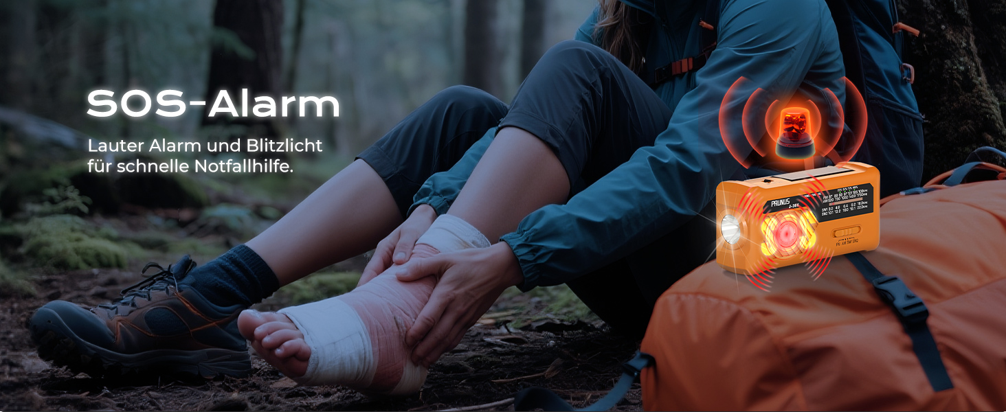 Радіо PRUNUS J-366 FM/AM/SW: Кисневе радіо, радіоприймач для надзвичайних ситуацій з акумулятором 2000mAh, ліхтарик, SOS-сигнал, зарядка для телефону. Чорний.