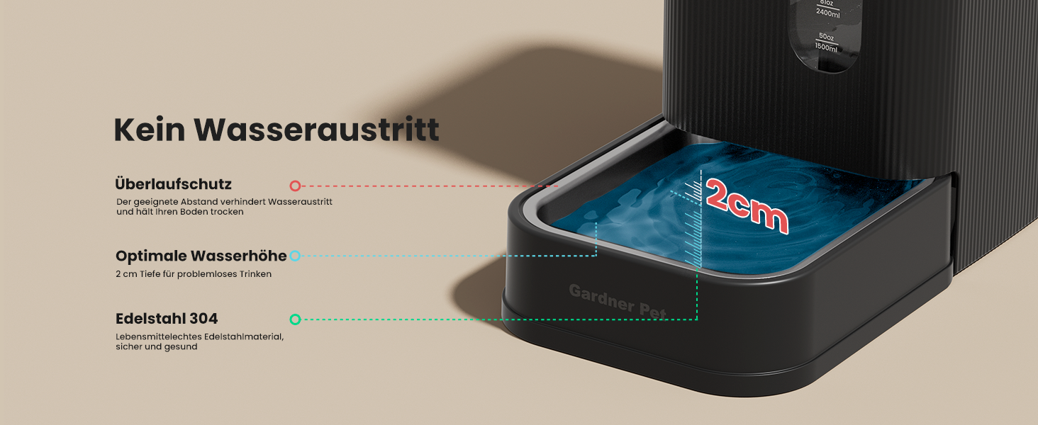 Автоматичний диспенсер води для собак та котів Gardner Pet 6.5L, годівниця, не потребує електрики, з нержавіючою чашею, BPA-free, чорний