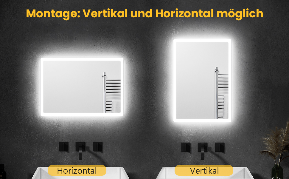 Елегантне дзеркало для ванної кімнати з LED-підсвічуванням 40x60 см, холодне біле світло, енергозберігаюче, настінне