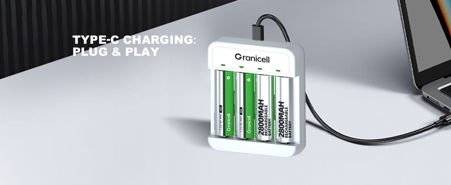 Зарядний пристрій AA + 4 акумулятори AA 2800mAh 1.2V Ni-MH, перезаряджувані батарейки