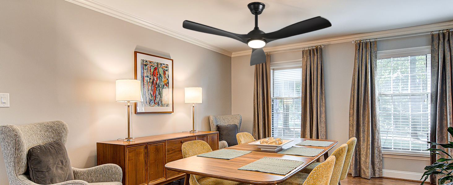 Стеляний вентилятор Depuley Leise з підсвічуванням для вулиці: LED лампа з вентилятором для саду, тераси - 132см, з пультом керування, для вітальні, ресторану, офісу (Чорний, 52'' з підсвічуванням)