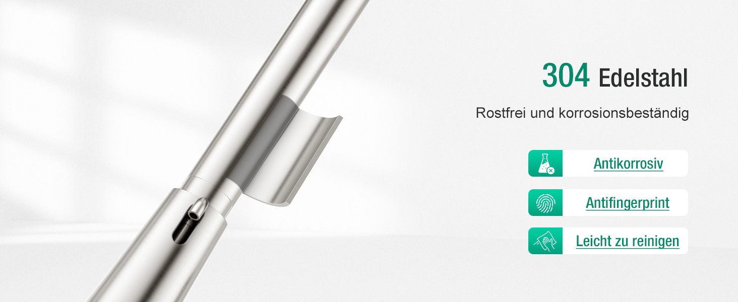 Кран кухонний CREA Wasserfall висувний з дозатором мила, нержавіюча сталь, 360° обертання, 4 режими, з душем