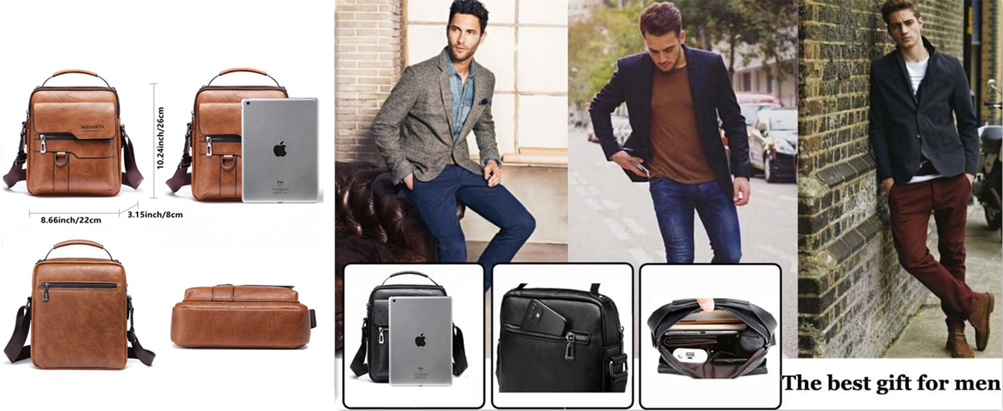 Чоловіча сумка через плече/месенджер з натуральної шкіри (колір: коричневий)