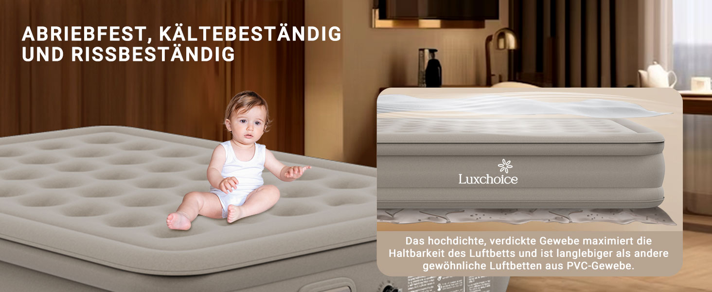 Надувна ліжко 2 особи, самонадувна повітряна матрац з портативним насосом, антизносний матеріал преміум-якості, для кемпінгу та дому. Подвійне ліжко для гостей