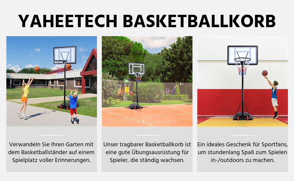 Yaheetech Adjustable Basketball Stand with Wheels - Outdoor Basketball Hoop System
