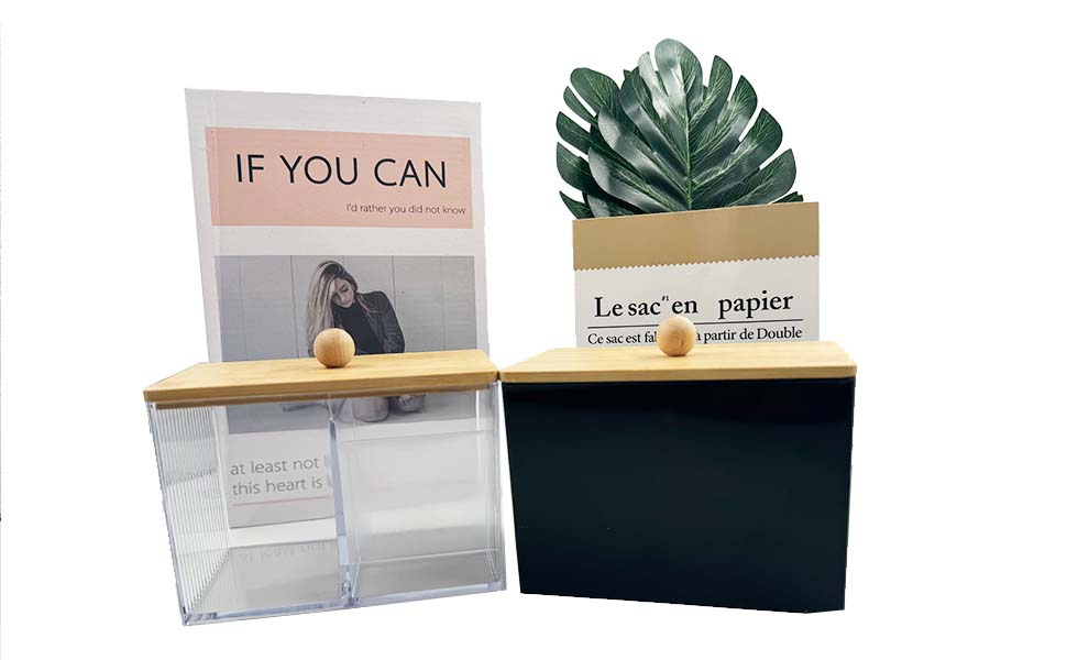 Диспенсер для ватних паличок 3 шт. Чорний, контейнер для ватних дисків та паличок, органайзер для ватного диска, бамбуковий диспенсер, органайзер для тампонів для ванної кімнати, туалетного столика, вітальні