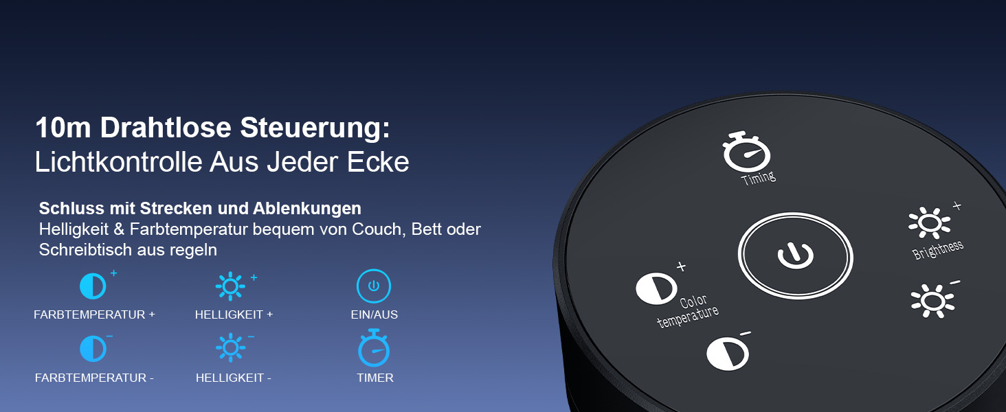 LED лампа настільна з регулюванням яскравості - 1500LM 24W, кріплення-прищіпка, з пультом, гнушкий 80см шнур, USB-порт, для офісу та дому (Чорний)