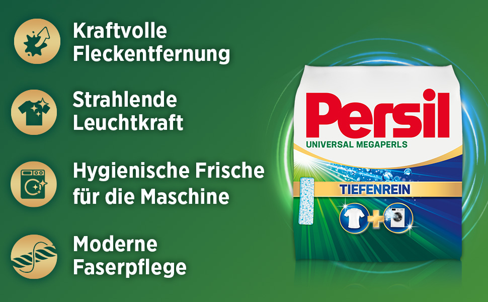 Пральний порошок Persil Universal Megaperls, універсальний засіб для прання з технологією глибокого очищення, 5 x 16 завантажень, для білих та кольорових речей, 20-95 °C
