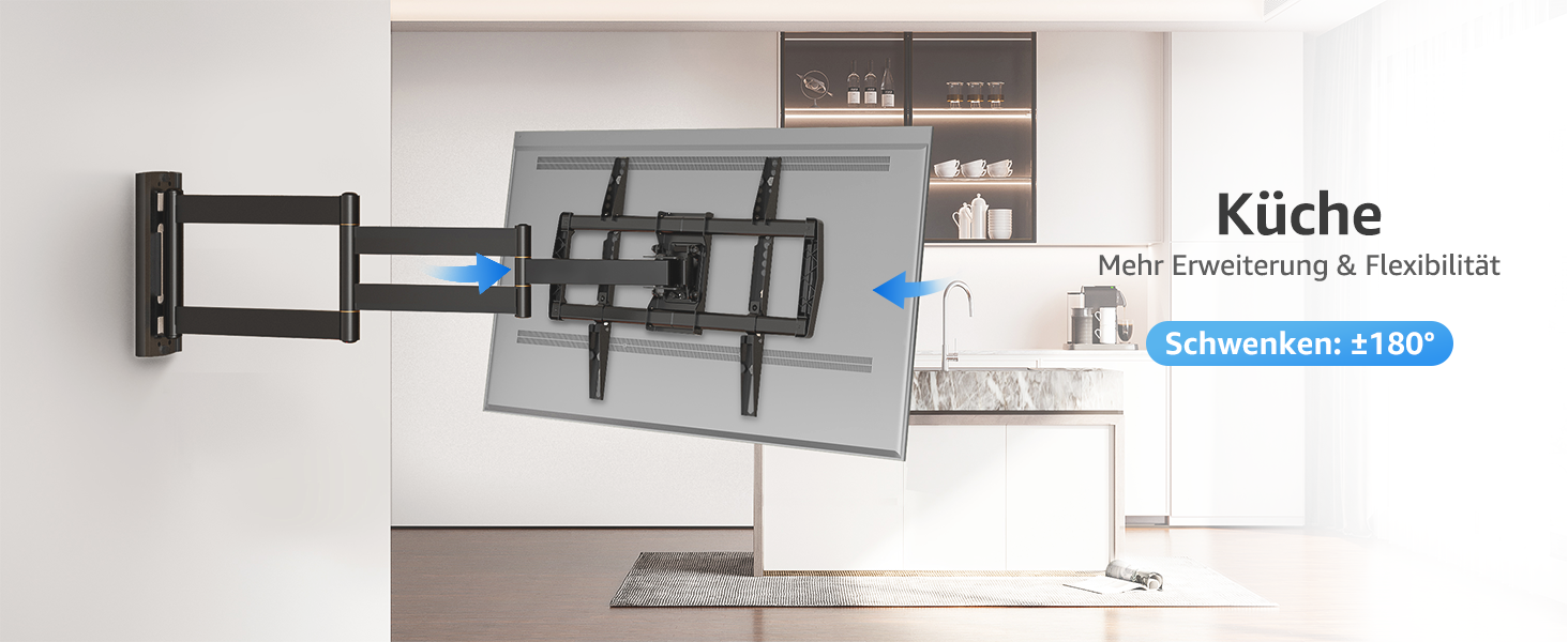 Кріплення для телевізора MOUNTUP 962mm з подовженою ручкою для телевізорів 42-75 дюймів (до 45 кг), поворотне та нахильне, VESA 600x400mm, EU0047-L