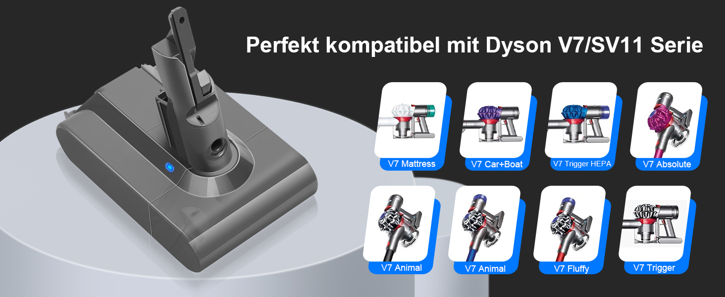Акумулятор Waitley V7 6000mAh для пилососів Dyson V7 (SV11, Absolute, Animal, Motorhead, Trigger, Car+Boat, Fluffy, HEPA, Mattress) з 2 фільтрами