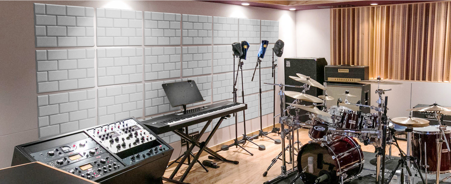 Акустичні панелі Soundsbay самоклеючі для звукоізоляції стін, шумопоглищаючі плити цегляного типу 30x40x0.9 см, чорні (18 шт)
