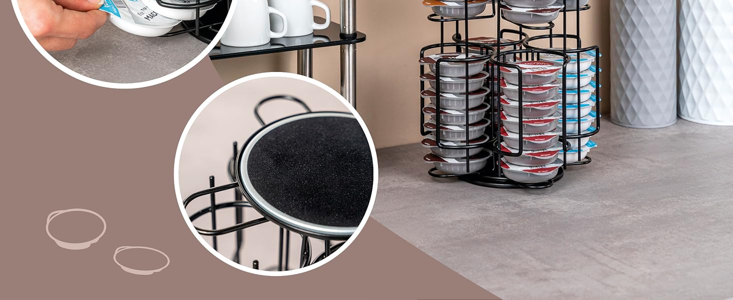 Підставка для капсул Tassimo Eluno, органайзер для 64 капсул, поворотний на 360°, чорний