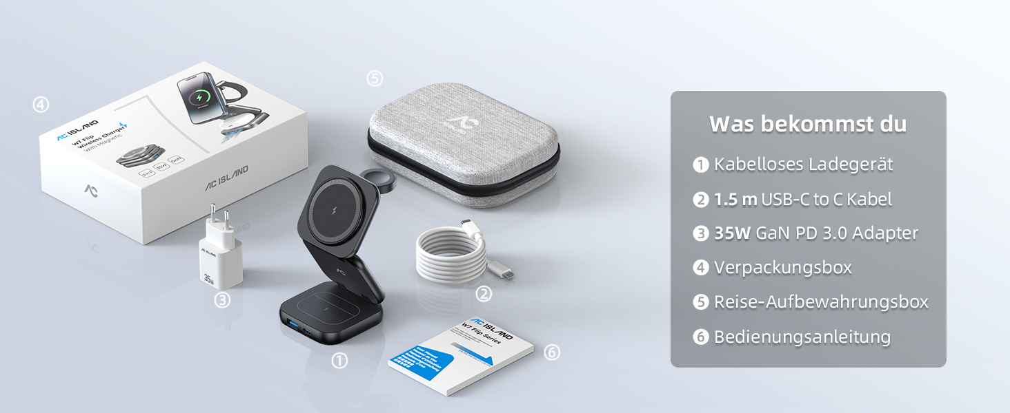 Зарядна станція 5 в 1 для iPhone з підтримкою магнітного зарядного пристрою, складана, для подорожей, бездротовий зарядний пристрій для iPhone 17/16/15/14/13/12, AirPods Pro 3, Apple Watch S11/Ultra (Titan Wüstensand) 2026-Titan Wüstensand (2026-Schwarz)