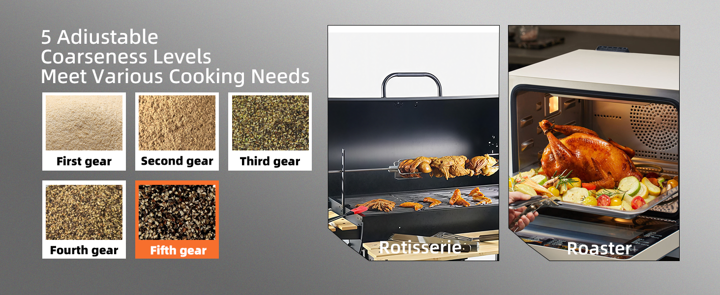 Набір електричних мельниць для солі та перцю з заряджною станцією, об'єм 110 мл, 5 ступенів помелу, керамічна млинка, щітка, 2 шт., чорний