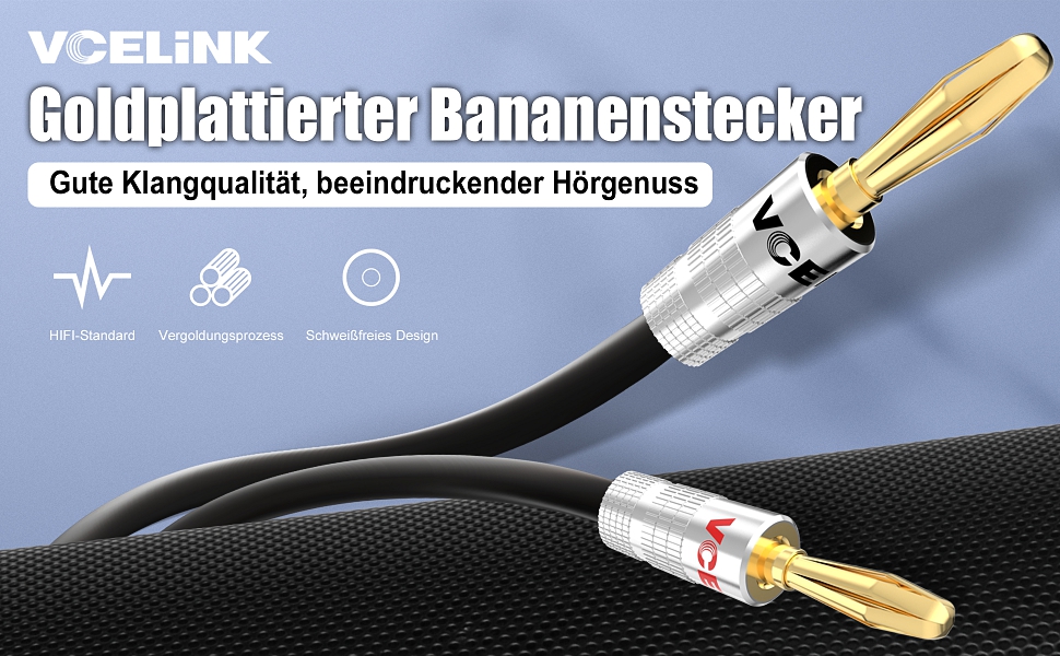 Позолочені бананові роз'єми VCELINK для акустичних кабелів 24K, 0.75-4 мм (12 шт / 6 пар) для підсилювачів, HiFi колонок та AV-ресиверів