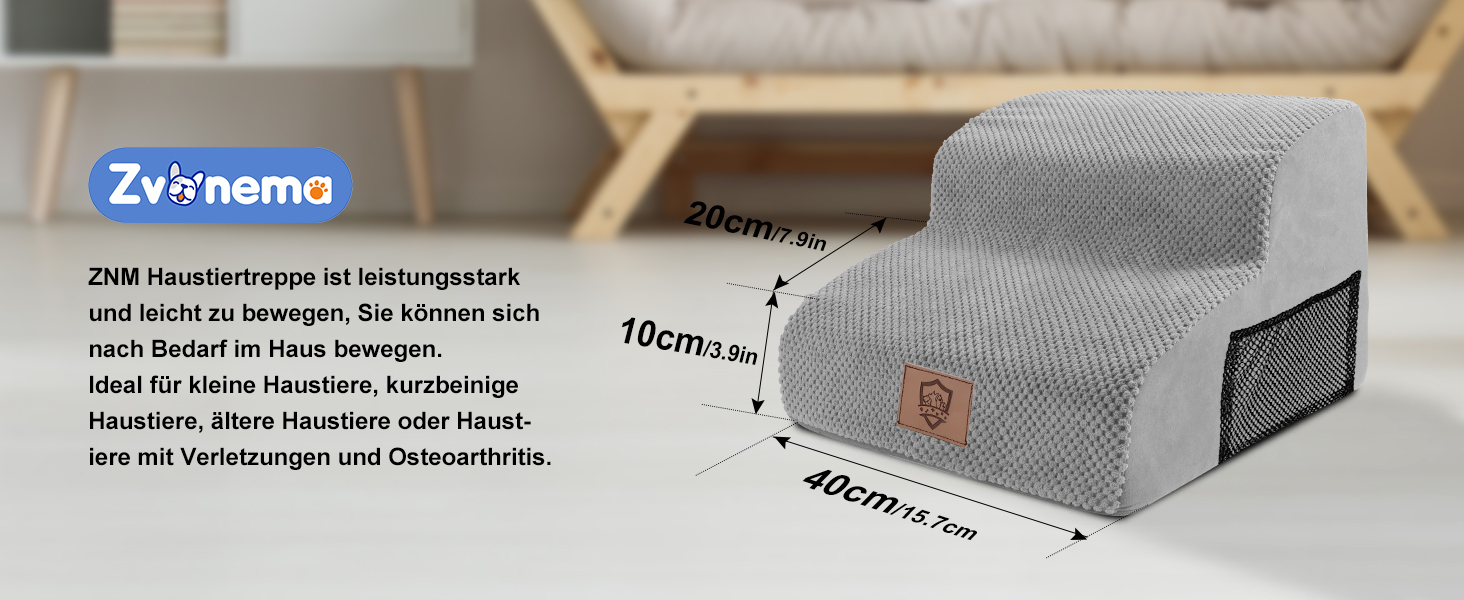 Сходинки для собак Zvonema: 2 сходинки, водонепроникні, протиковзкі, для маленьких собак, сірого кольору