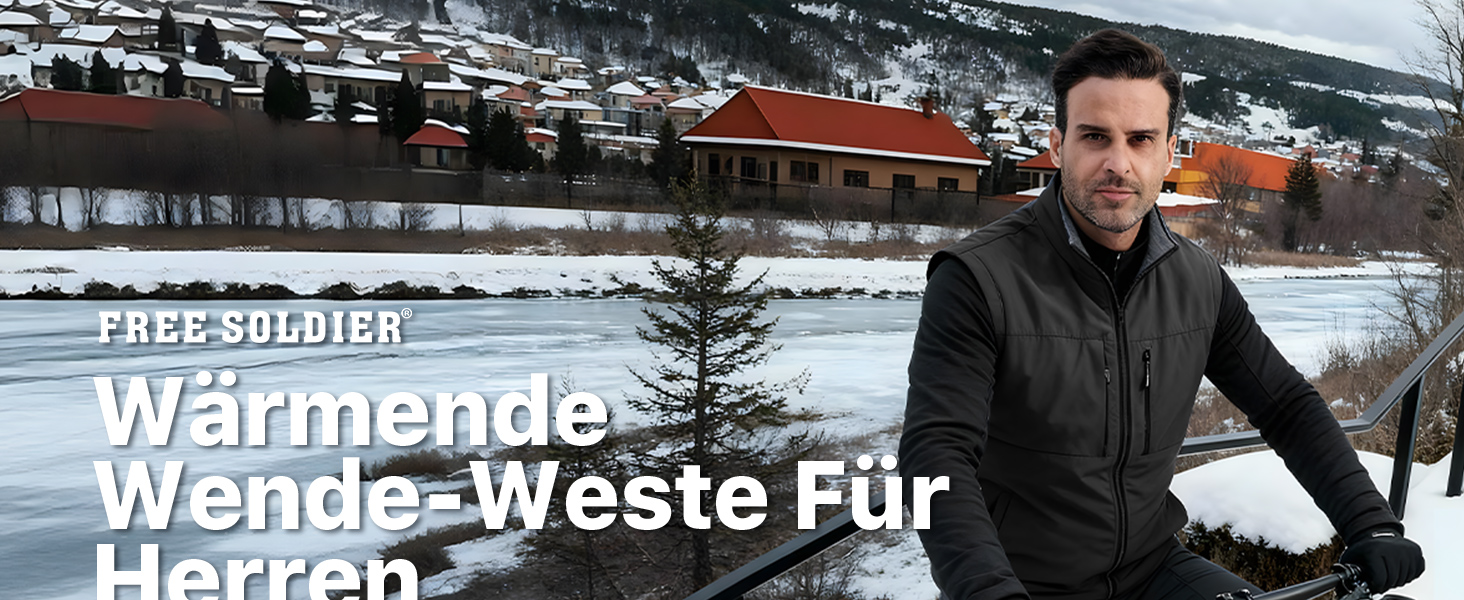 FREE SOLDIER Чоловіча зимова жилетка - тепла флісова жилетка, вітростійка, реверсивна, без рукавів, софтшелл для роботи та походів, S, Синій&Чорний