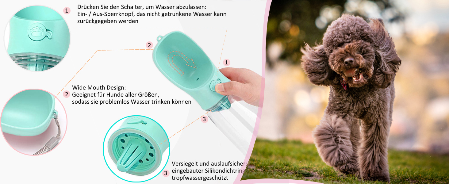 Турботрінка для собак на винос, портативна пляшка для води без BPA, дорожня миска для води для собак маленьких порід, водонепроникний диспенсер для води для домашніх тварин Outdoor (білий) Білий (550 мл + 100 г, білий)