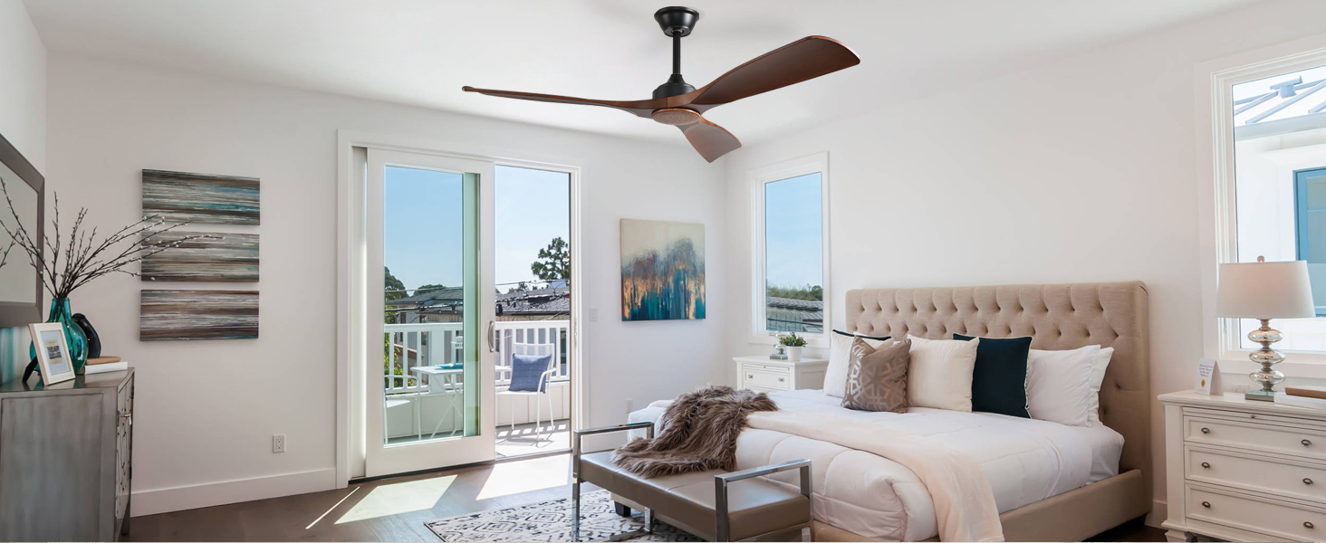 Стеляний вентилятор Depuley Leise з підсвічуванням для вулиці: LED лампа з вентилятором для саду, тераси - 132см, з керуванням через APP для вітальні, ресторану, офісу (Коричневий, 52'' без підсвічування)